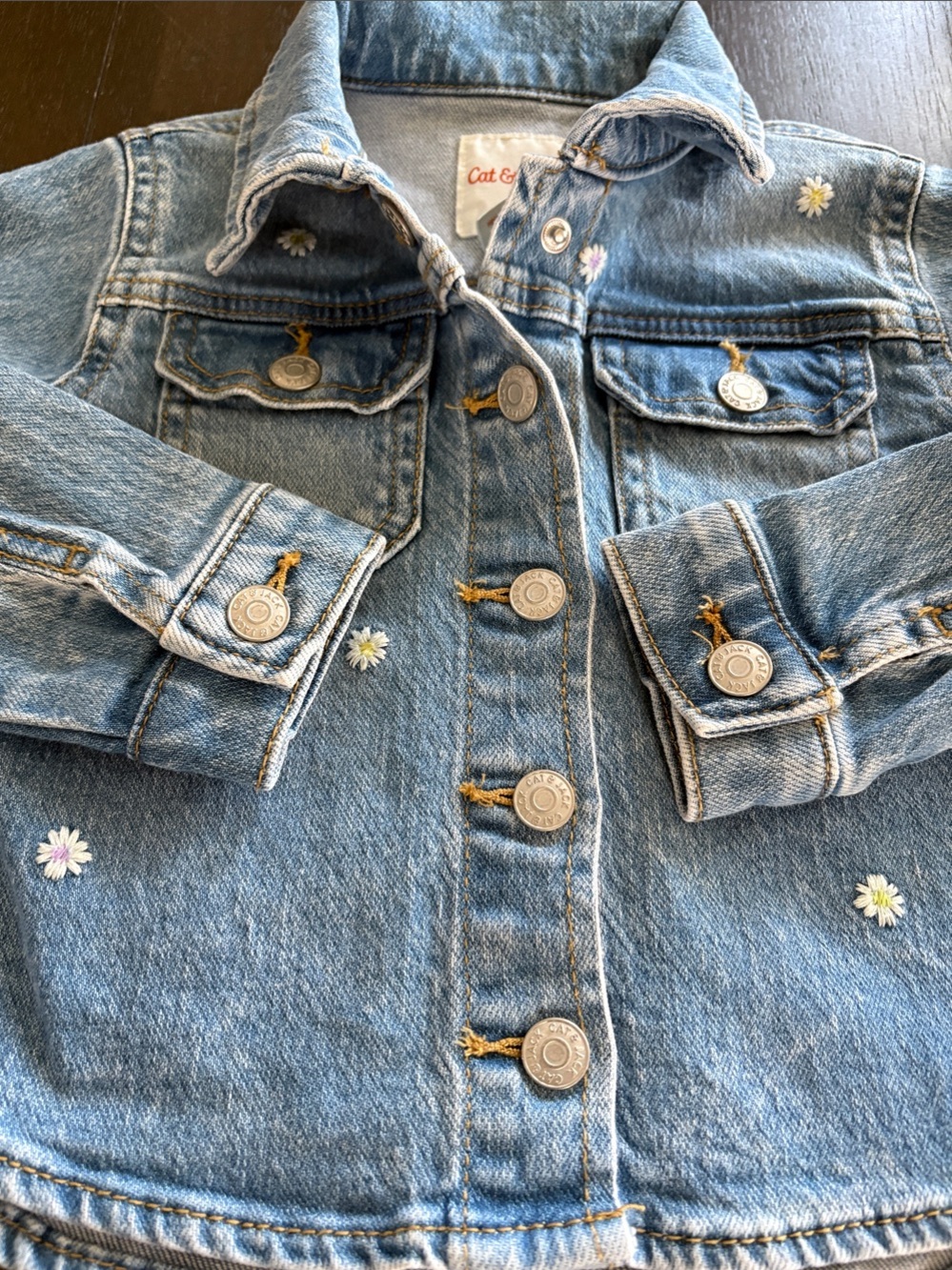 Cat & Jack Light Blue Denim Jacket with Daisy Accents - Picture 5 of 5